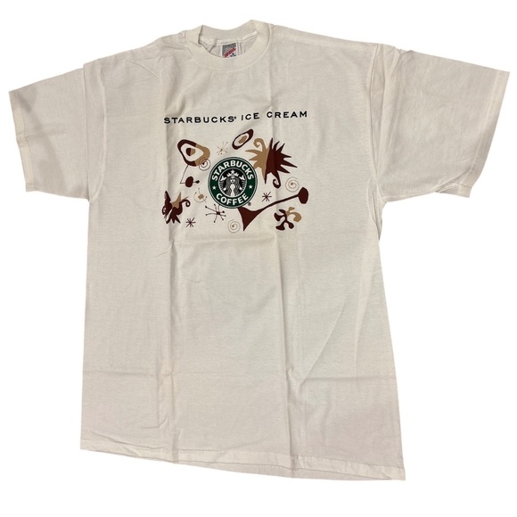 NWOT VINTAGE STARBUCKS ICE CREAM ECLECTIC GRANDPA COTTON PRINTED TEE SHIRT SZ XL - Picture 1 of 5